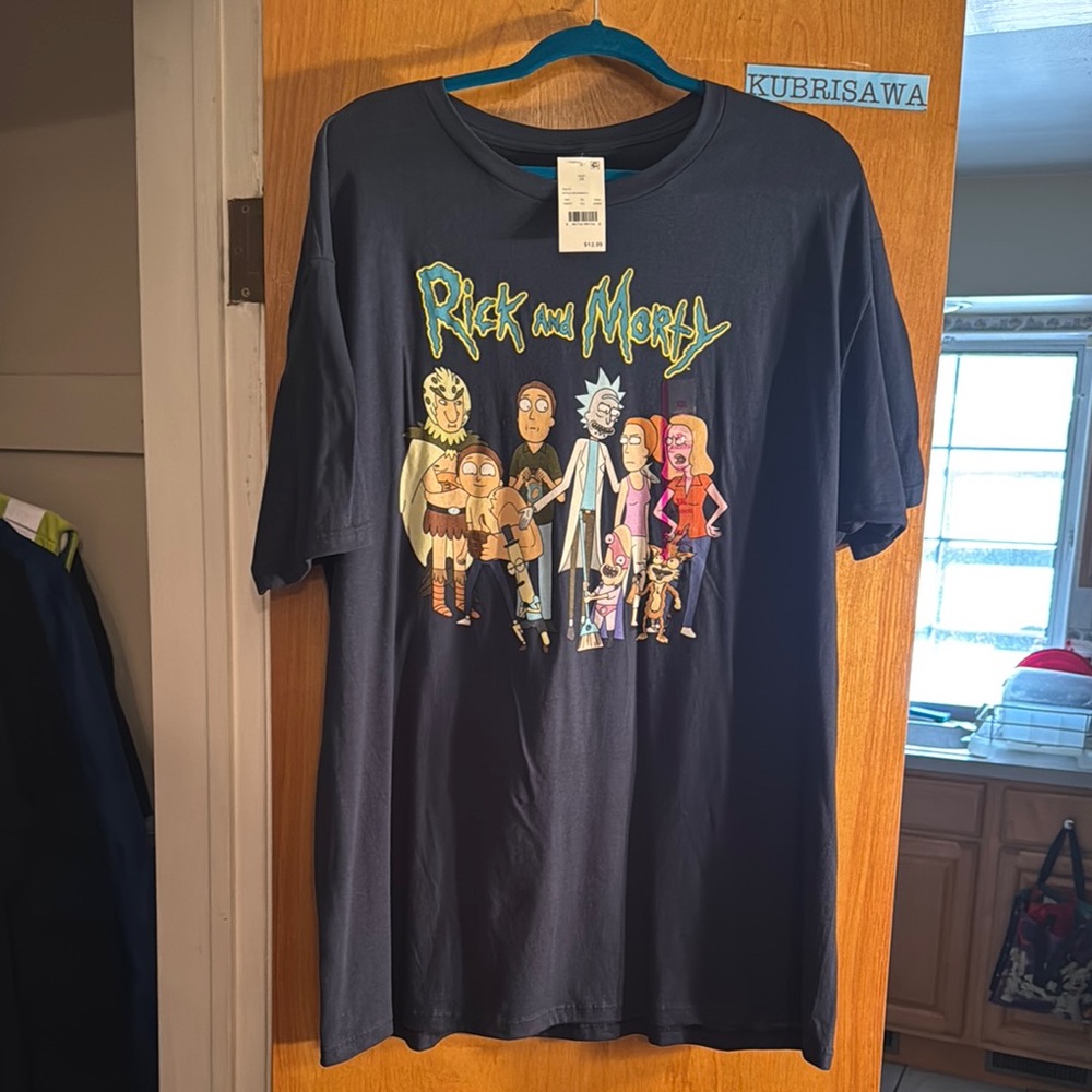 Rick And Morty 2XL Short Sleeve Navy T-Shirt Adult Swim Ripple Junction NEW